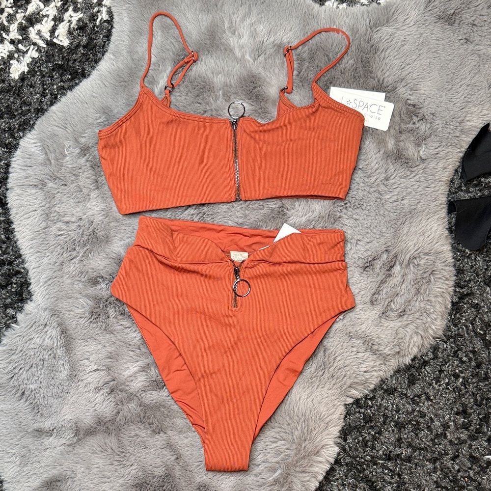 L*Space Rust Bikini with Zipper Accent